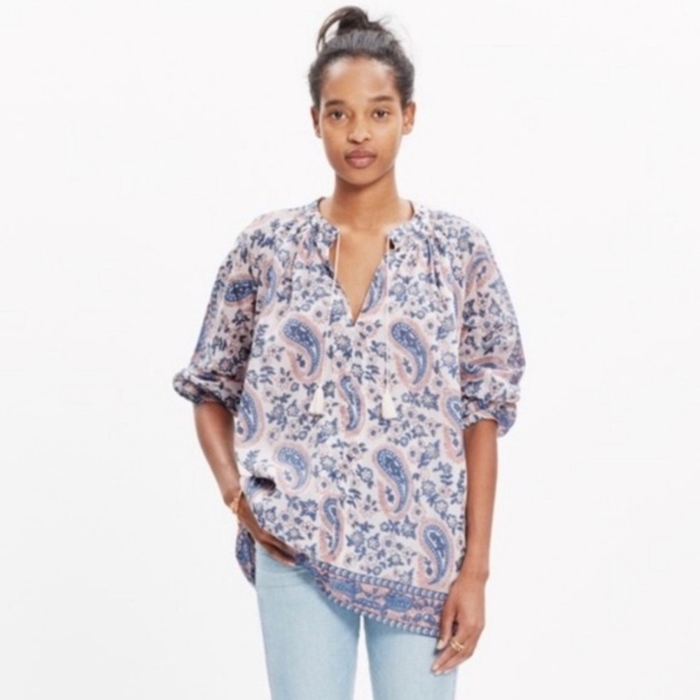 Madewell Paisley Blouse Top Camelia - Picture 3 of 5